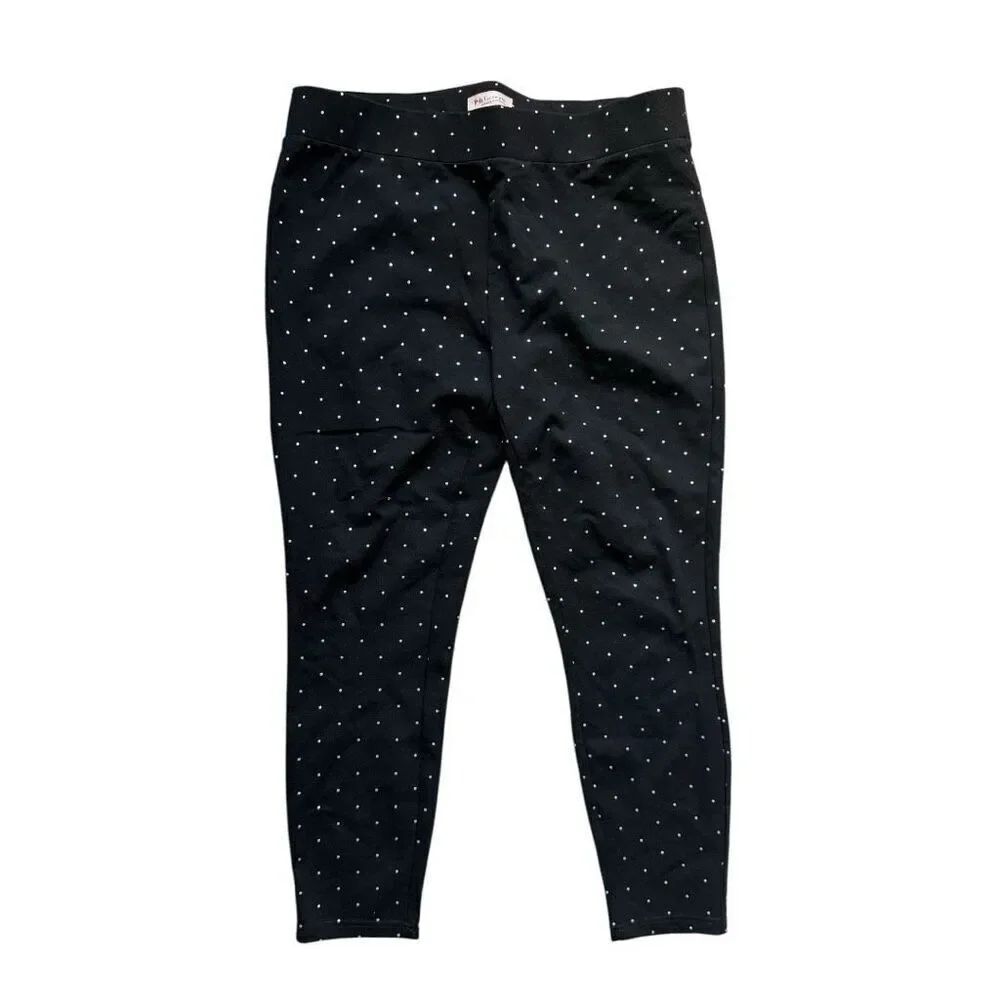 NWT Womens Philosophy Silver Studded Black Skinny Dress Pants - Sz 2X